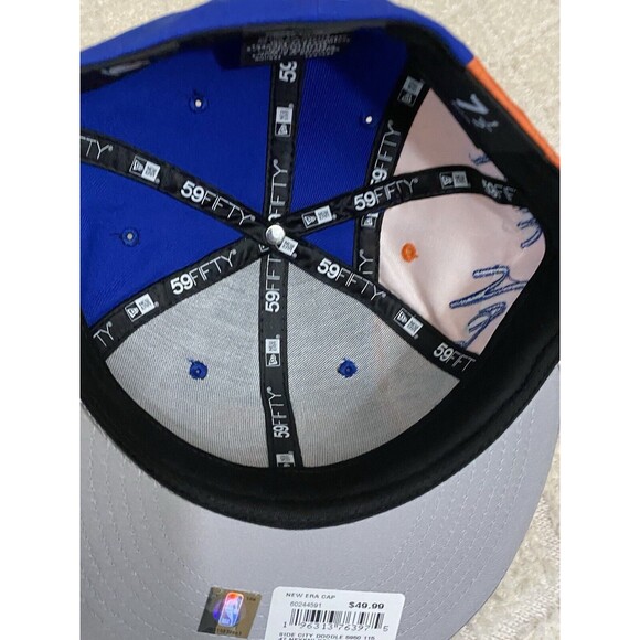 New Era 59Fifty New York Knicks Embroidered Orange/Blue Fitted Hat Size 7 1/2 - Picture 13 of 16